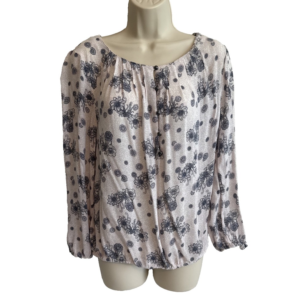 Lucky Brand Womens Lightweight Long Sleeve Top Size M Cottagecore Minimalist